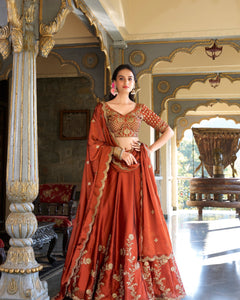 WEDDING SPECIAL RANGOLI SILK SEQUINS AND THREAD EMBROIDERED LEHENGA CHOLI WITH DUPATTA (WDN99)