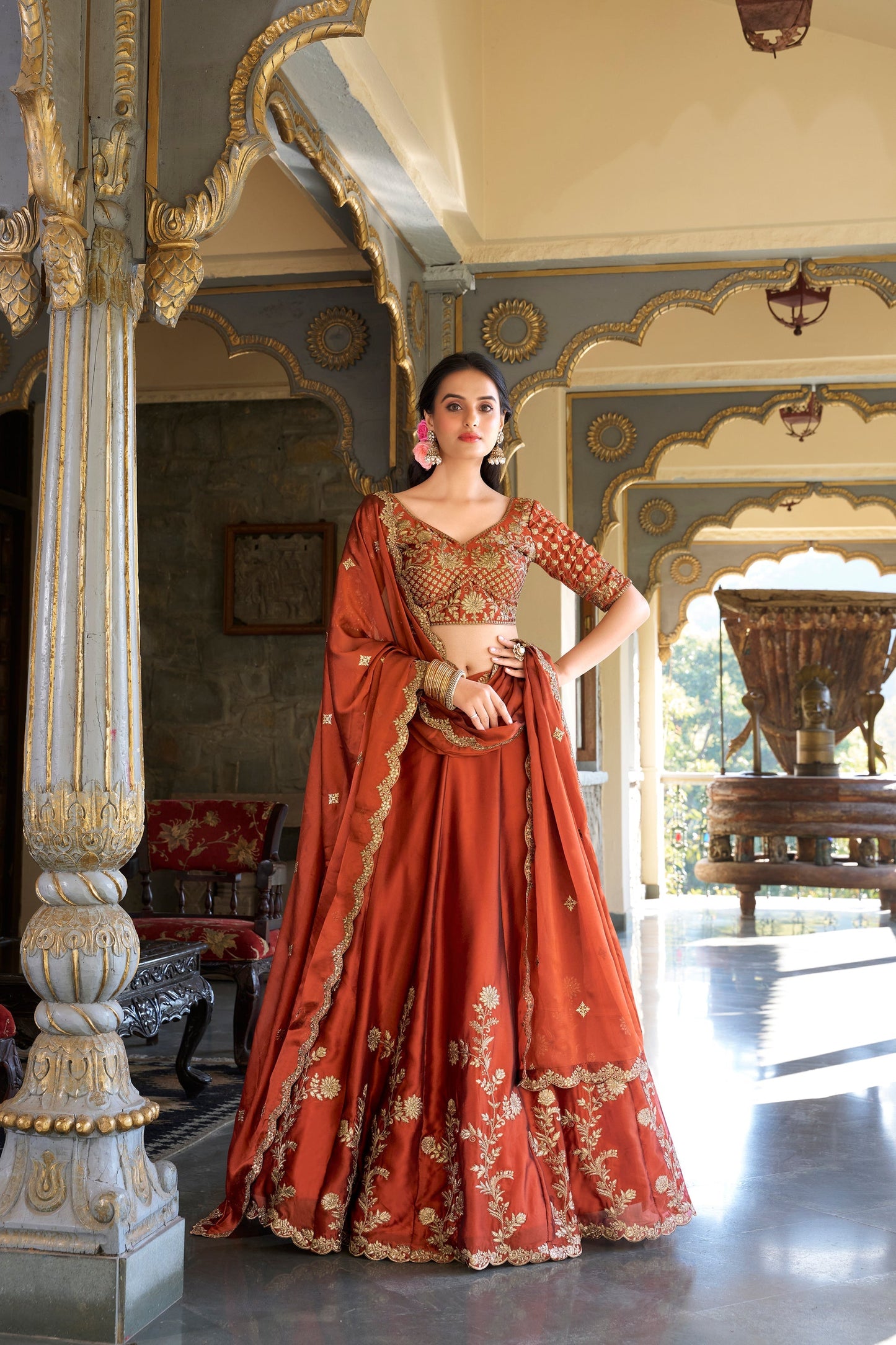 WEDDING SPECIAL RANGOLI SILK SEQUINS AND THREAD EMBROIDERED LEHENGA CHOLI WITH DUPATTA (WDN99)