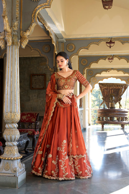WEDDING SPECIAL RANGOLI SILK SEQUINS AND THREAD EMBROIDERED LEHENGA CHOLI WITH DUPATTA (WDN99)