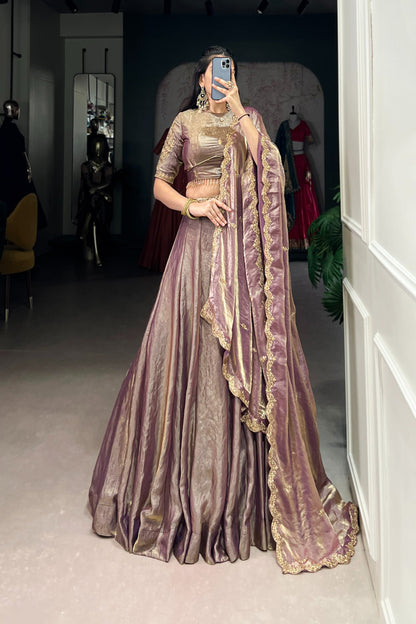 FESTIVAL SPECIAL FENDI SEQUINS EMBROIDERED LEHENGA CHOLI WITH DUPATTA (WDN90)