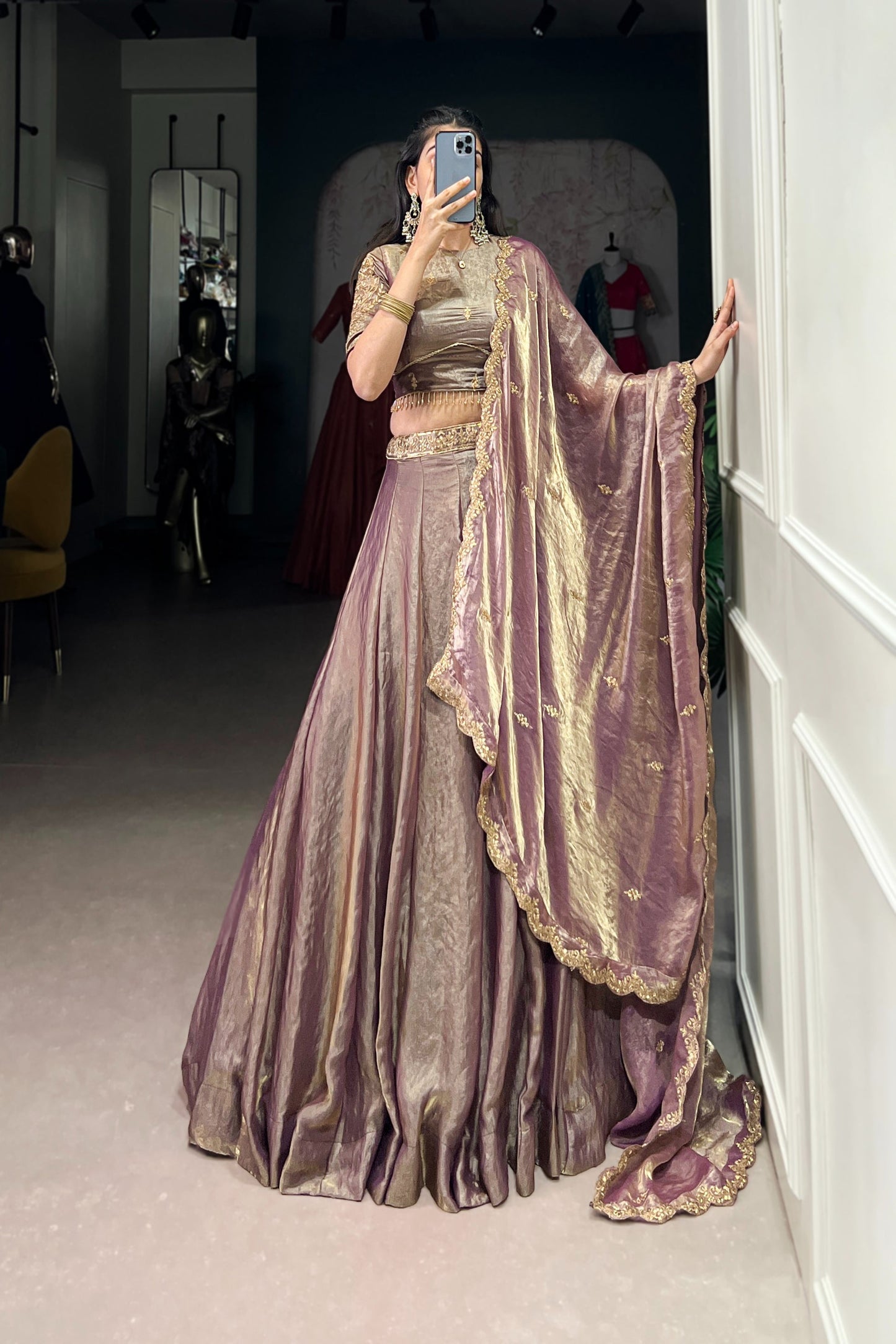 FESTIVAL SPECIAL FENDI SEQUINS EMBROIDERED LEHENGA CHOLI WITH DUPATTA (WDN90)