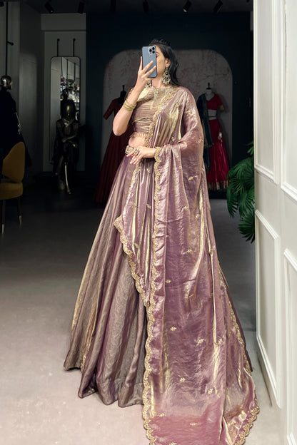 TILTON FESTIVAL SPECIAL FENDI SEQUINS EMBROIDERED LEHENGA CHOLI WITH DUPATTA