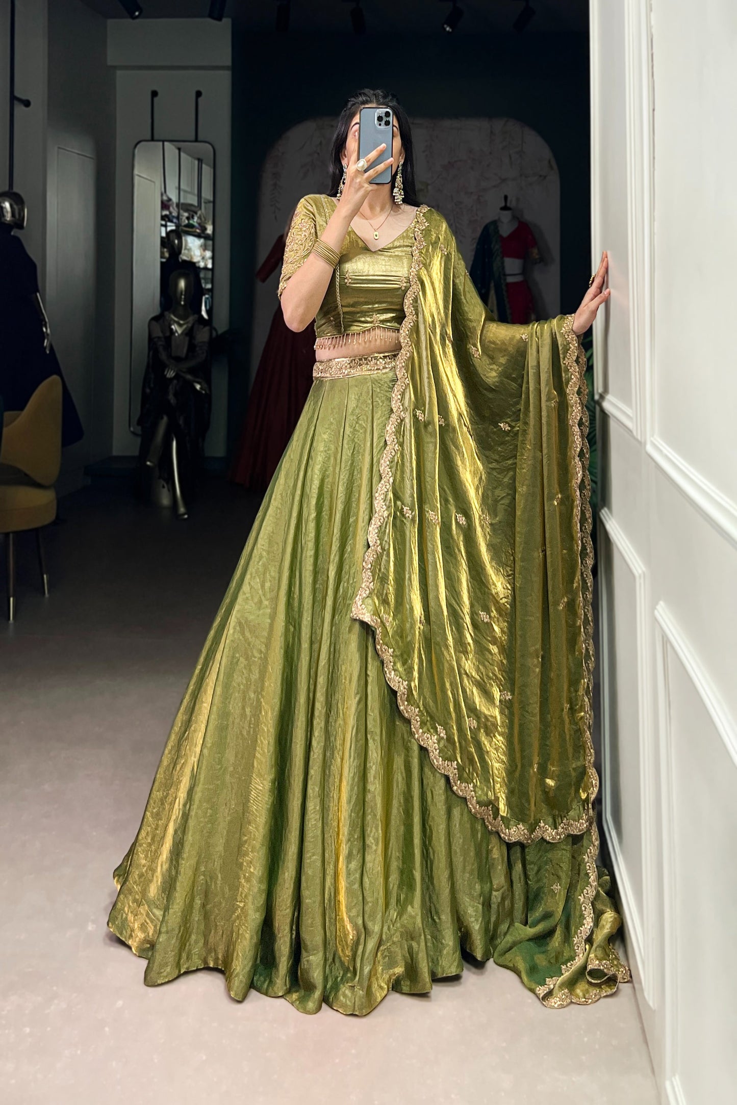 TILTON FESTIVAL SPECIAL FENDI SEQUINS EMBROIDERED LEHENGA CHOLI WITH DUPATTA