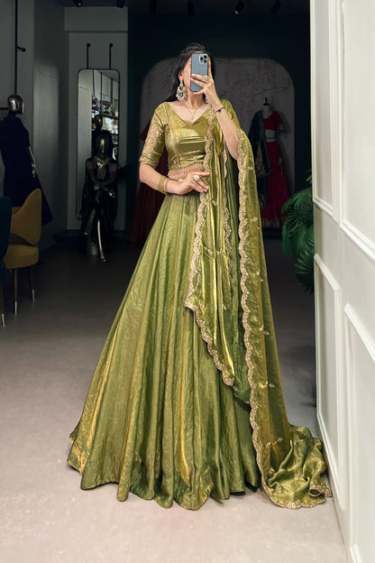 TILTON FESTIVAL SPECIAL FENDI SEQUINS EMBROIDERED LEHENGA CHOLI WITH DUPATTA