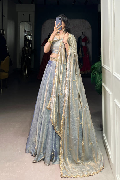 TILTON FESTIVAL SPECIAL FENDI SEQUINS EMBROIDERED LEHENGA CHOLI WITH DUPATTA