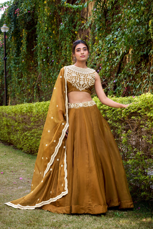 TILTON WEDDING SPECIAL CHANDA SILK SEQUINS AND THREAD EMBROIDERED LEHENGA CHOLI WITH DUPATTA