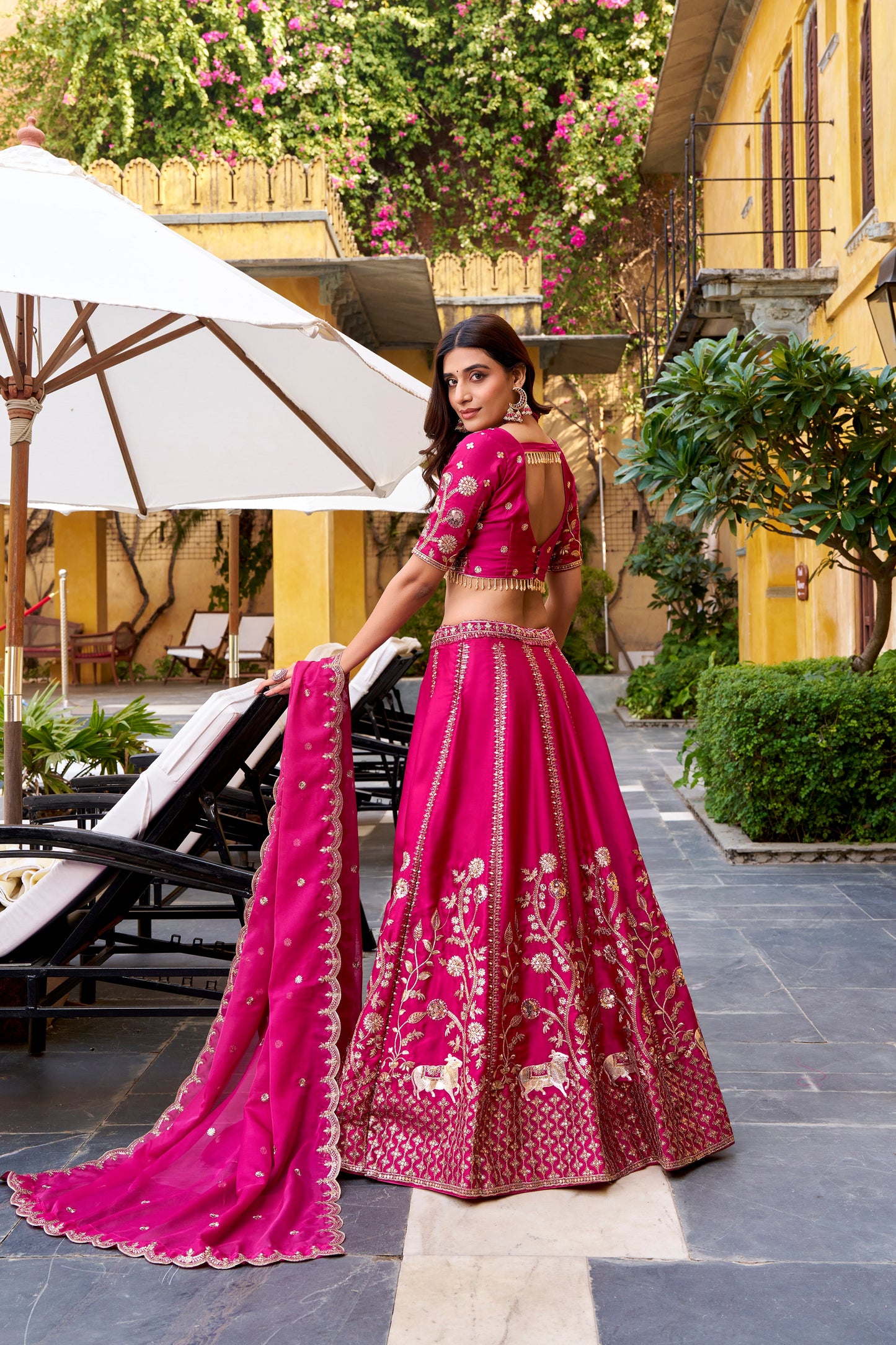 TILTON WEDDING SPECIAL NATURAL SILK SEQUINS AND THEREAD EMBROIDERED LEHENGA CHOLI WITH DUPATTA