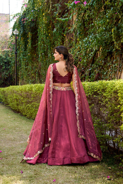 TILTON WEDDING SPECIAL CHANDA SILK SEQUINS AND THREAD EMBROIDERED LEHENGA CHOLI WITH DUPATTA