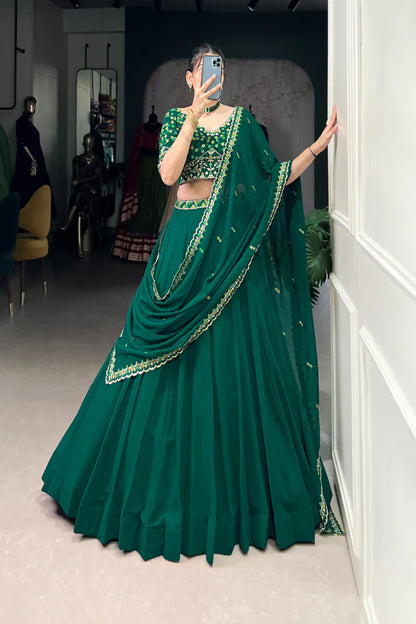 GEORGETTE EMBROIDERED LEHENGA CHOLI WITH DUPATTA(WD68)