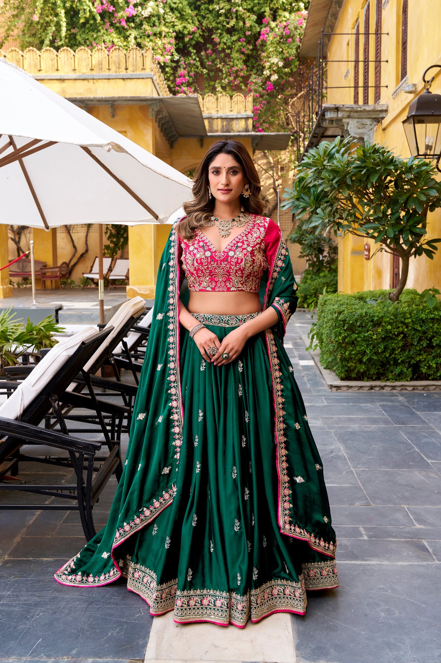 WEDDING SPECIAL SATIN SILK SEQUINS AND THREAD EMBROIDERED LEHENGA CHOLI WITH DUPATTA (TT11)