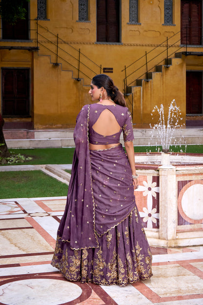 TILTON WEDDING SPECIAL CHOCOLATE CRUSH SEQUINS EMBROIDERY LEHENGA CHOLI