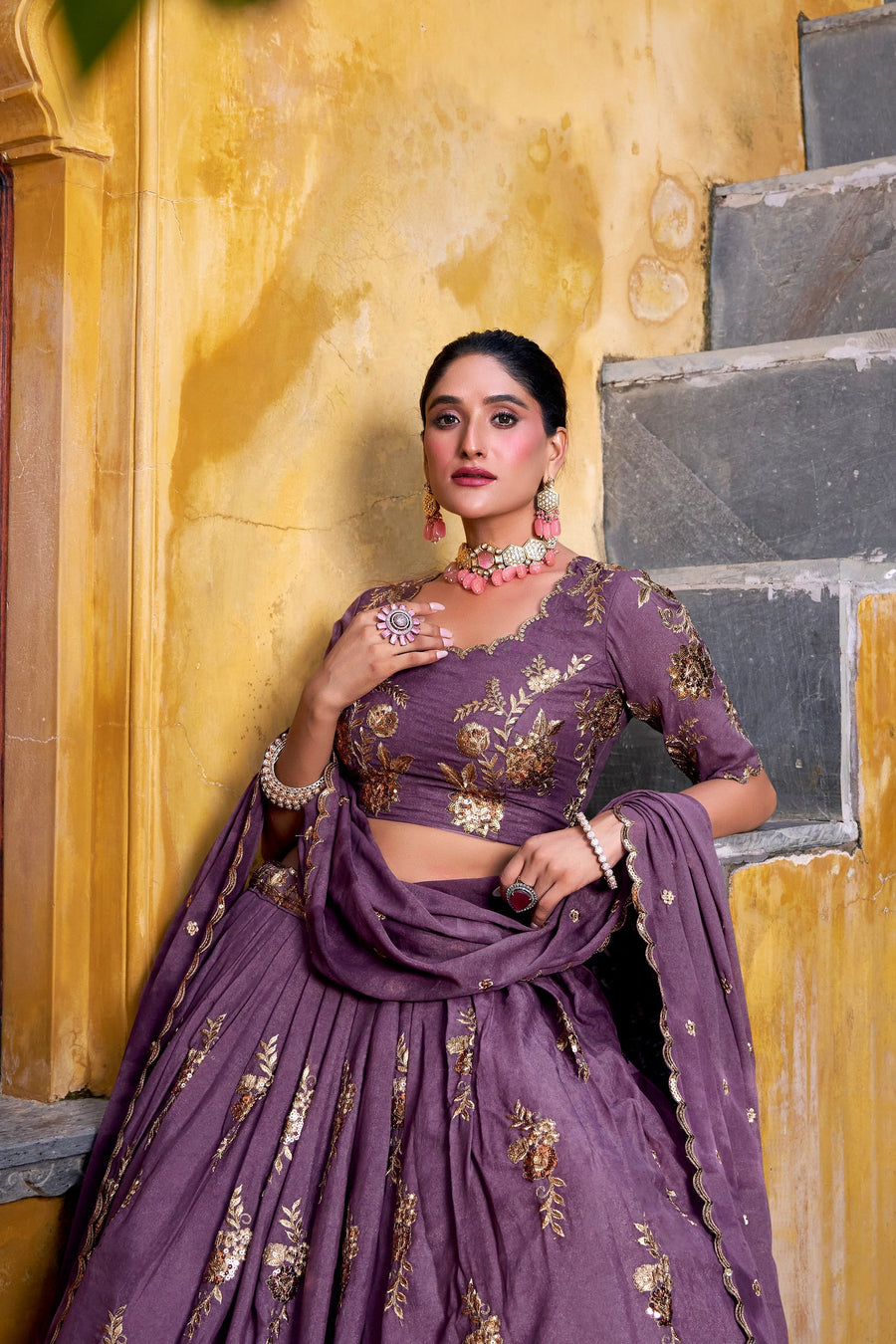 WEDDING SPECIAL CHOCOLATE CRUSH SEQUINS EMBROIDERY LEHENGA CHOLI (WDN135)
