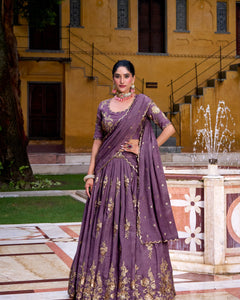 WEDDING SPECIAL CHOCOLATE CRUSH SEQUINS EMBROIDERY LEHENGA CHOLI (WDN135)