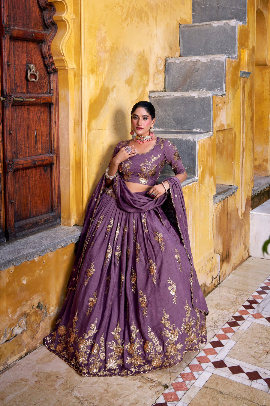WEDDING SPECIAL CHOCOLATE CRUSH SEQUINS EMBROIDERY LEHENGA CHOLI (WDN135)