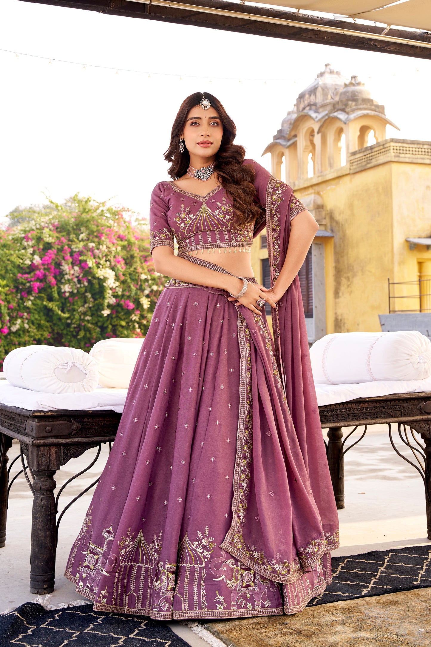 WEDDDING SPECIAL CHOCKLATE CRUSH SEQUINS AND EMBROIDERED LEHENGA CHOLI WITH DUPATTA (TT16)