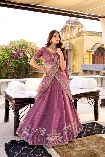 WEDDDING SPECIAL CHOCKLATE CRUSH SEQUINS AND EMBROIDERED LEHENGA CHOLI WITH DUPATTA (TT16)