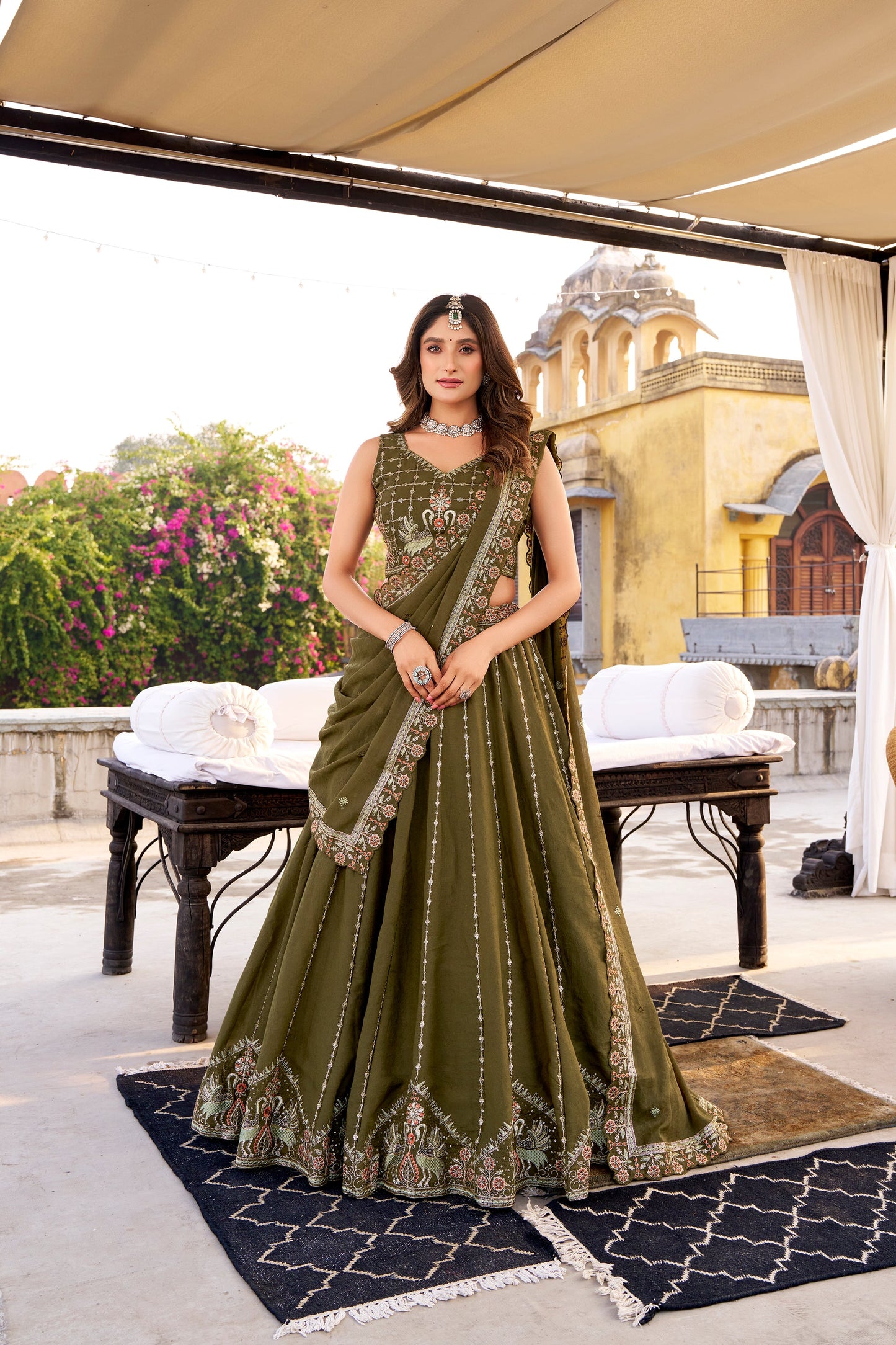WEDDDING SPECIAL CHOCKLATE CRUSH SEQUINS AND EMBROIDERED LEHENGA CHOLI WITH DUPATTA (TT16)