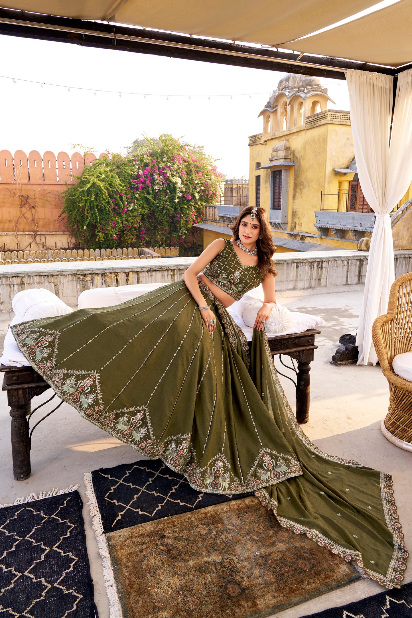 WEDDDING SPECIAL CHOCKLATE CRUSH SEQUINS AND EMBROIDERED LEHENGA CHOLI WITH DUPATTA (TT16)