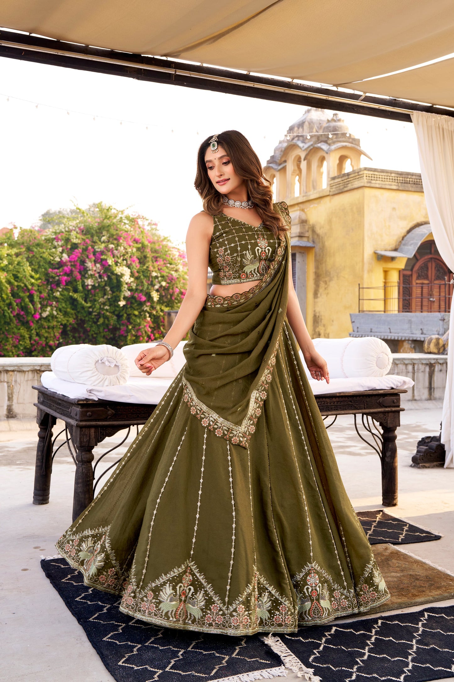WEDDDING SPECIAL CHOCKLATE CRUSH SEQUINS AND EMBROIDERED LEHENGA CHOLI WITH DUPATTA (TT16)