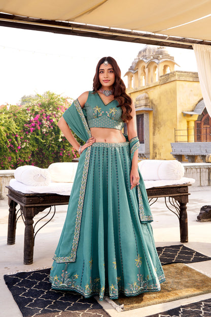 WEDDDING SPECIAL CHOCKLATE CRUSH SEQUINS AND EMBROIDERED LEHENGA CHOLI WITH DUPATTA (TT16)