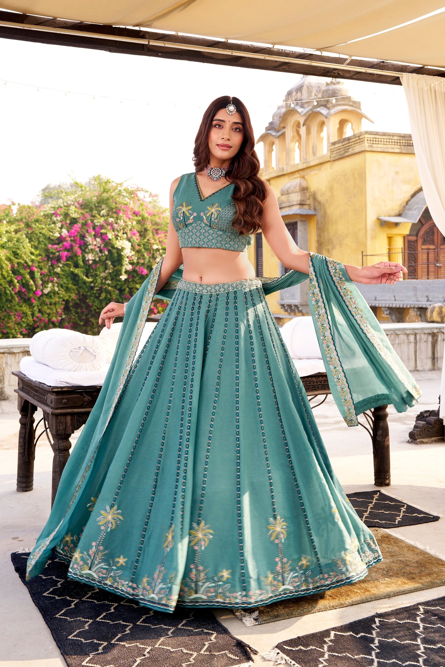 WEDDDING SPECIAL CHOCKLATE CRUSH SEQUINS AND EMBROIDERED LEHENGA CHOLI WITH DUPATTA (TT16)