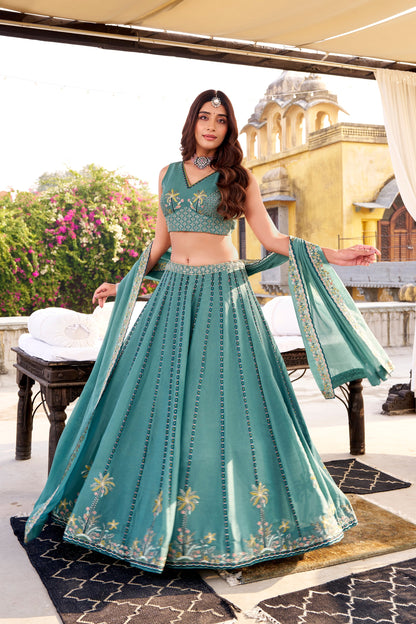 WEDDDING SPECIAL CHOCKLATE CRUSH SEQUINS AND EMBROIDERED LEHENGA CHOLI WITH DUPATTA (TT16)