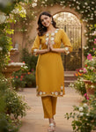 Mustard Yellow Floral Embroidered Kurta Set (SWDH21)