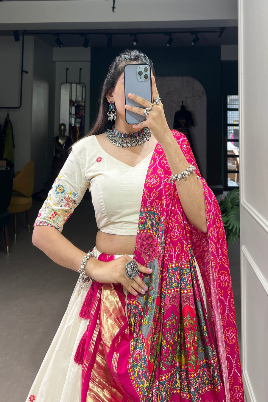WEDDING SPECIAL KHADI COTTON LEHENGA CHOLI WITH GAJI SILK DUPATTA (WDN101)