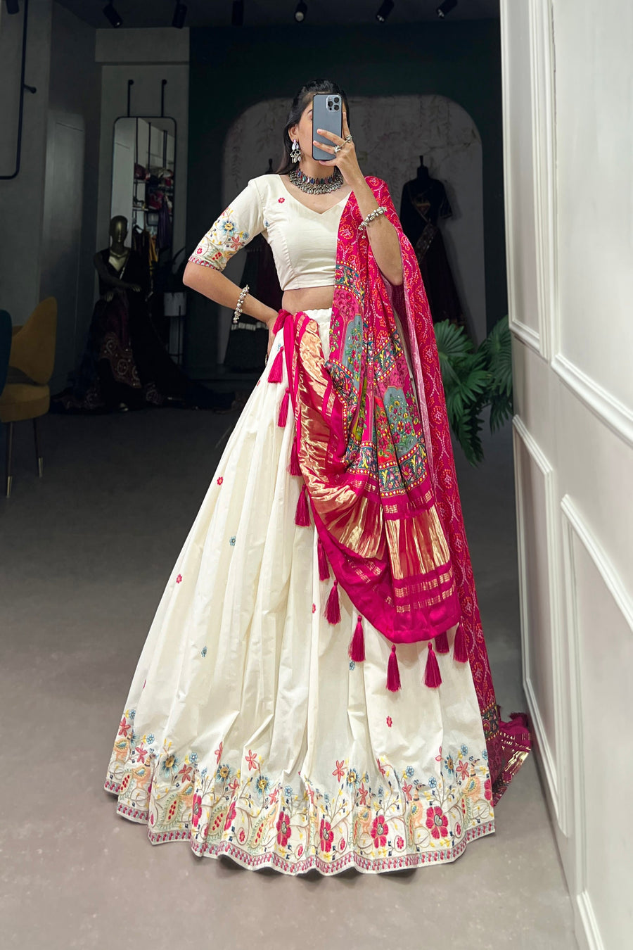 WEDDING SPECIAL KHADI COTTON LEHENGA CHOLI WITH GAJI SILK DUPATTA (WDN101)