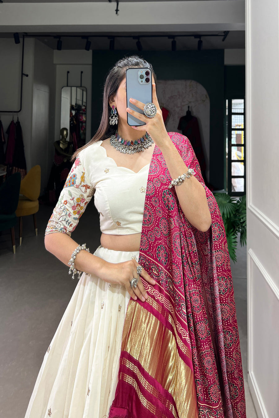 WEDDING SPECIAL KHADI COTTON LEHENGA CHOLI WITH GAJI SILK DUPATTA (WDN101)02