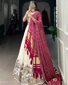 WEDDING SPECIAL KHADI COTTON LEHENGA CHOLI WITH GAJI SILK DUPATTA (WDN101)02