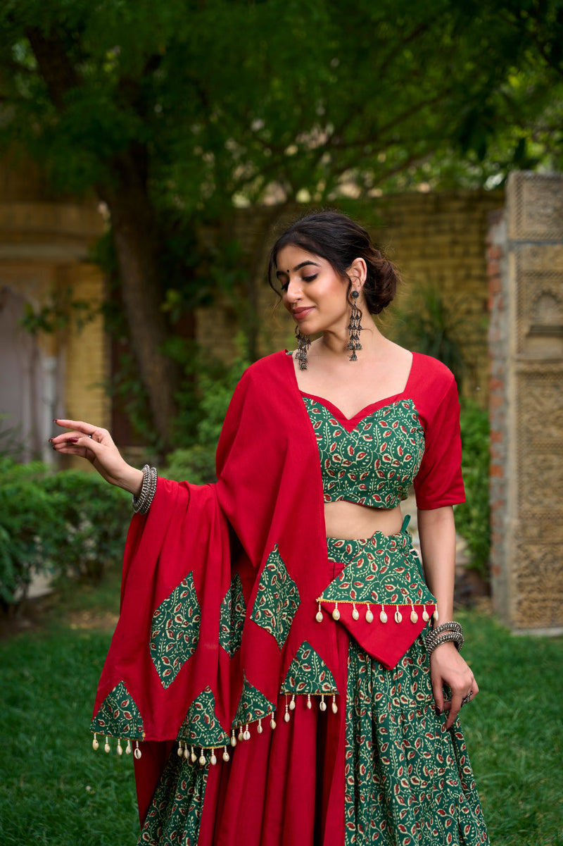 TILTON PURE COTTON MIRROR WORK LEHENGA CHOLI