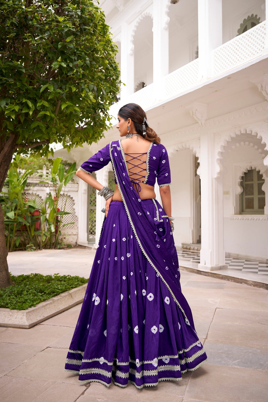 PURE CHANDERI BHANDHEJ PRINT LEHENGA CHOLI WITH DUPATTA (WDN98)
