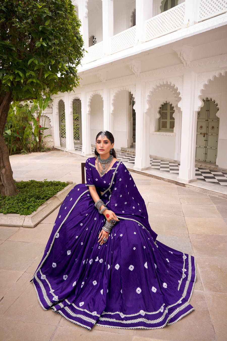 PURE CHANDERI BHANDHEJ PRINT LEHENGA CHOLI WITH DUPATTA (WDN98)