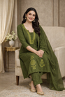Olive Green Embroidered Kurta Set with Dupatta (SWDH22)