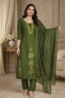 Olive Green Embroidered Kurta Set with Dupatta (SWDH22)