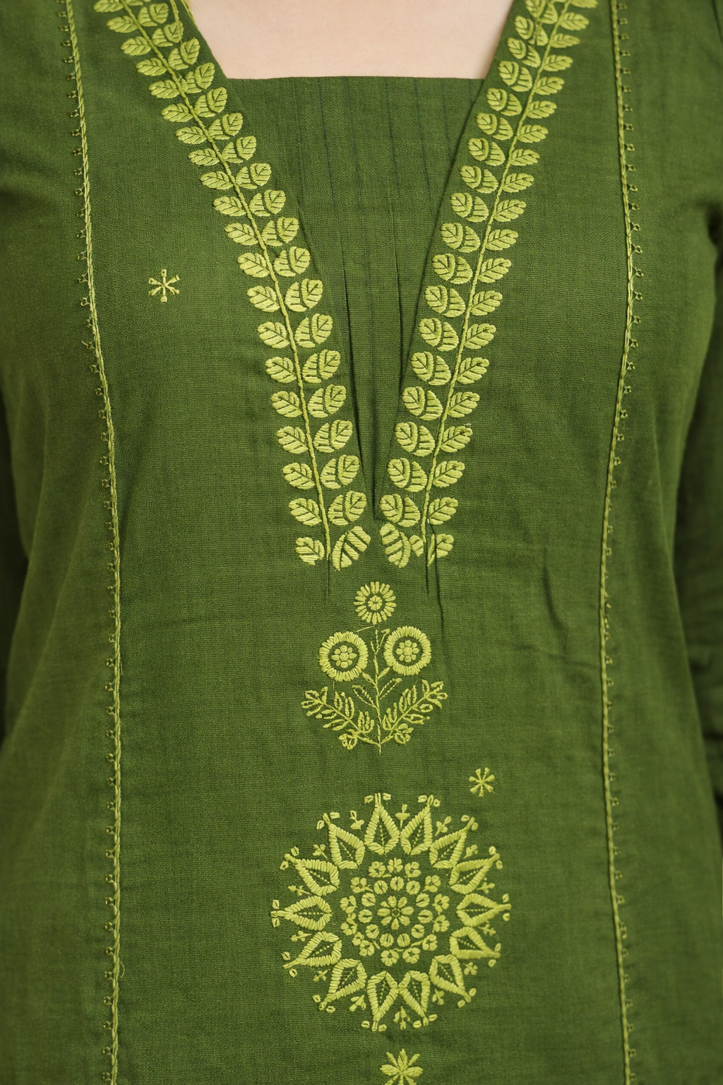 Olive Green Embroidered Kurta Set with Dupatta (SWDH22)