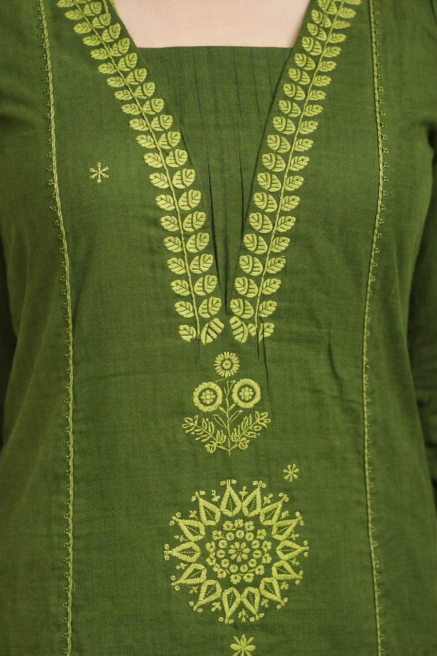 Olive Green Embroidered Kurta Set with Dupatta (SWDH22)