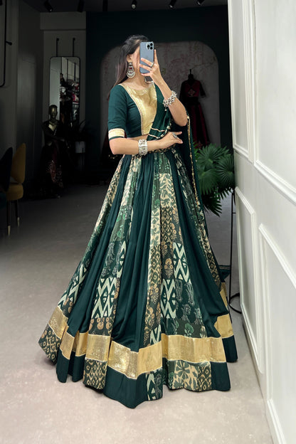 TILTON NAVRATRI SPECIAL RAYON AND TUSSAR SILK PRINTED LEHENGA CHOLI