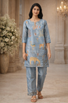 Powder Blue Nature-Inspired Printed Kurta Set (SWDH23)