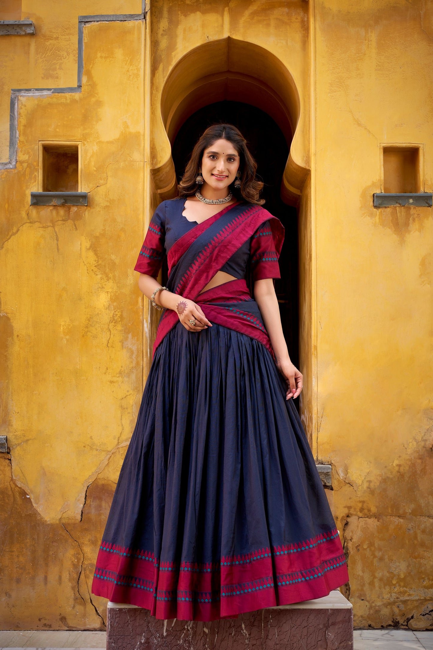 OCCASION SPECIAL PURE CHANDERI THREAD WORK LEHENGA CHOLI WITH DUPATTA (TT15)
