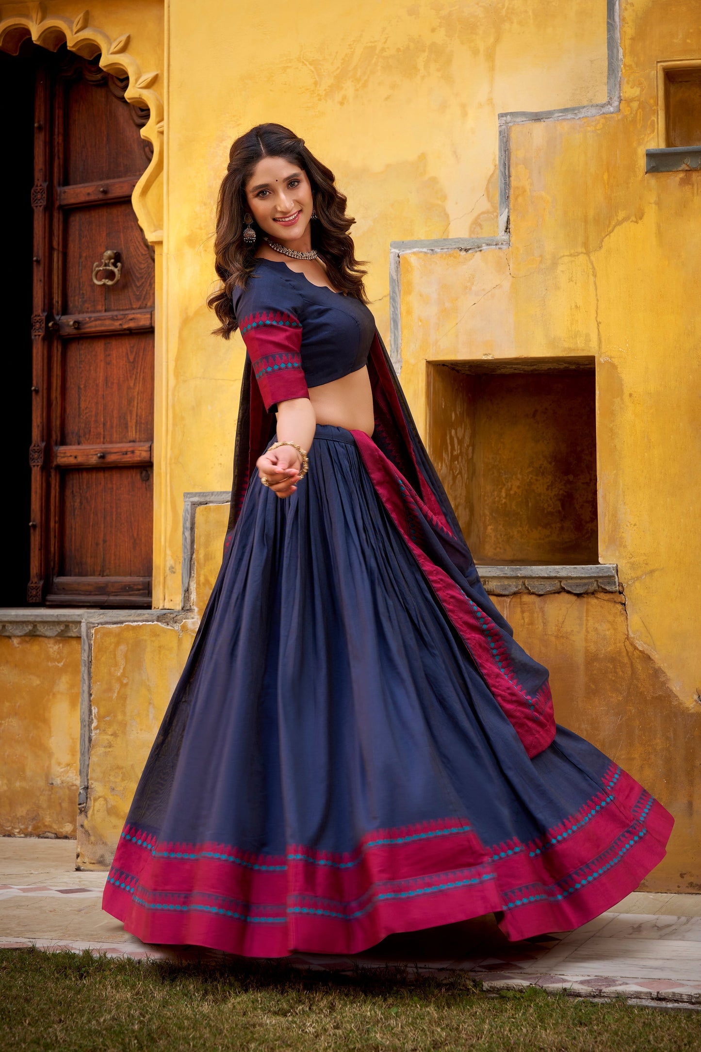 TILTON OCCASION SPECIAL PURE CHANDERI THREAD WORK LEHENGA CHOLI WITH DUPATTA