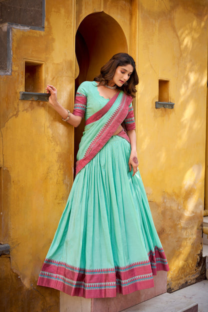 OCCASION SPECIAL PURE CHANDERI THREAD WORK LEHENGA CHOLI WITH DUPATTA (TT15)