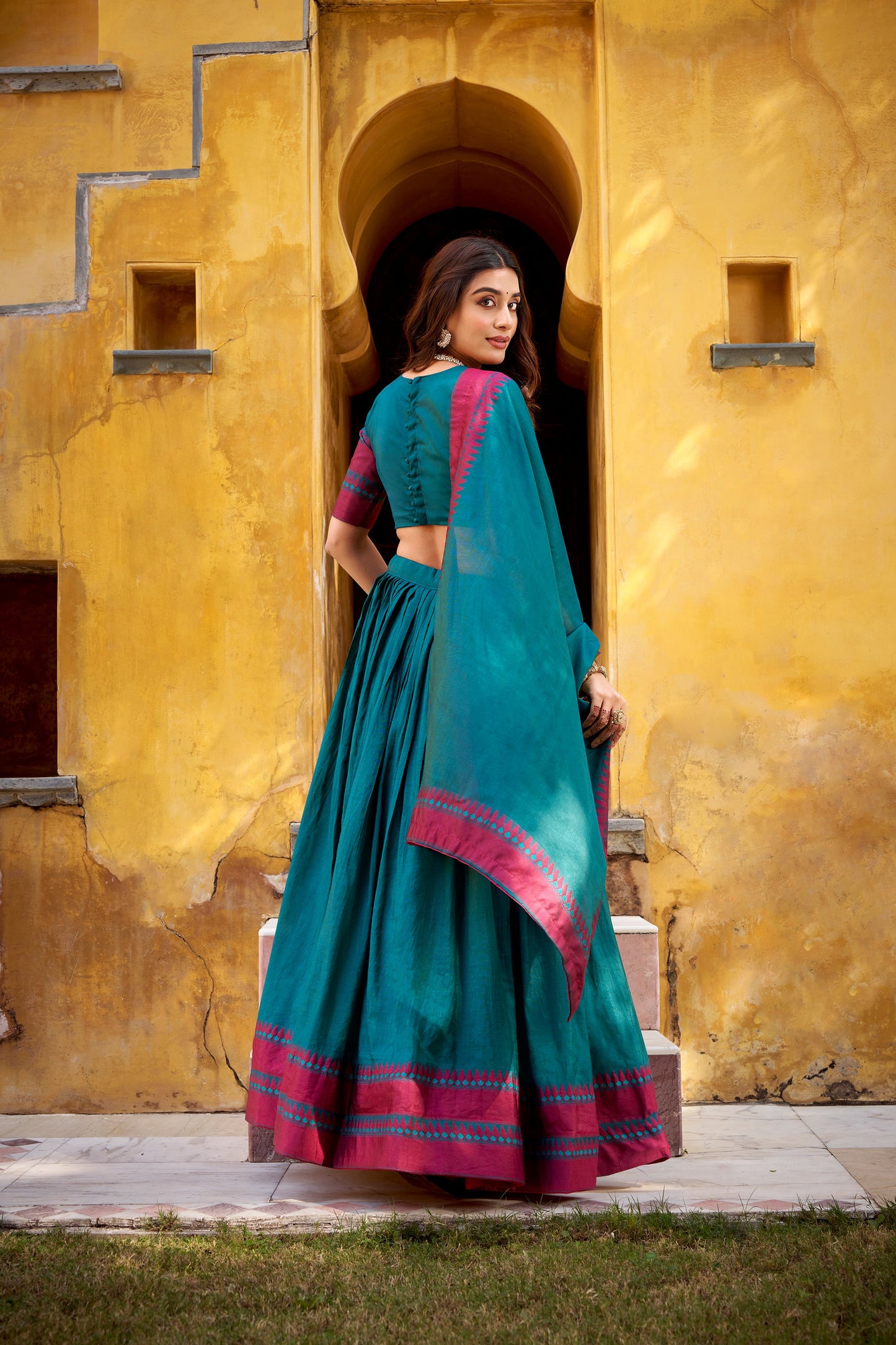 OCCASION SPECIAL PURE CHANDERI THREAD WORK LEHENGA CHOLI WITH DUPATTA (TT15)