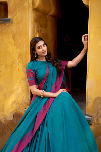 TILTON OCCASION SPECIAL PURE CHANDERI THREAD WORK LEHENGA CHOLI WITH DUPATTA