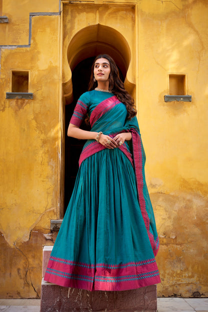 OCCASION SPECIAL PURE CHANDERI THREAD WORK LEHENGA CHOLI WITH DUPATTA (TT15)