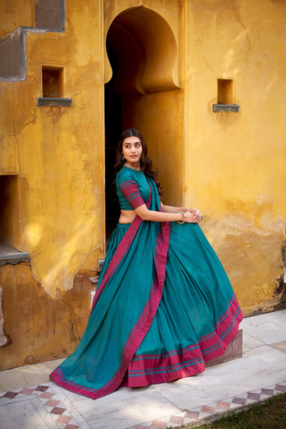 OCCASION SPECIAL PURE CHANDERI THREAD WORK LEHENGA CHOLI WITH DUPATTA (TT15)