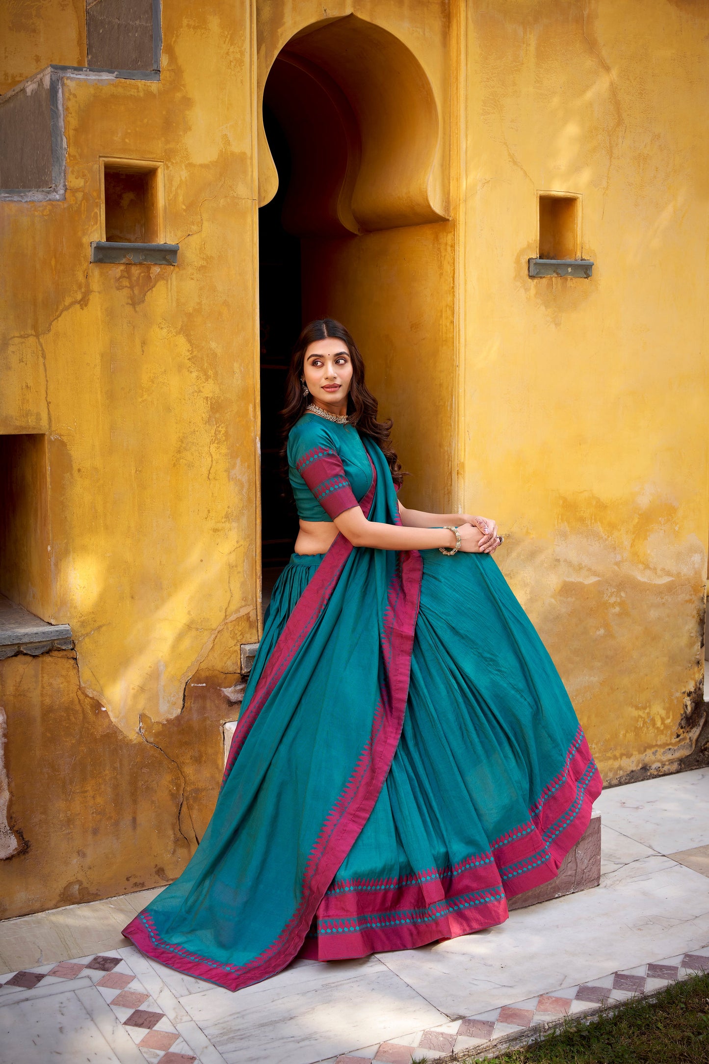 TILTON OCCASION SPECIAL PURE CHANDERI THREAD WORK LEHENGA CHOLI WITH DUPATTA