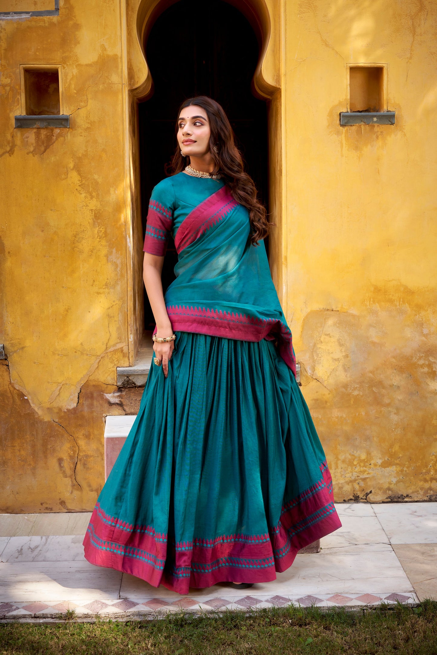 OCCASION SPECIAL PURE CHANDERI THREAD WORK LEHENGA CHOLI WITH DUPATTA (TT15)