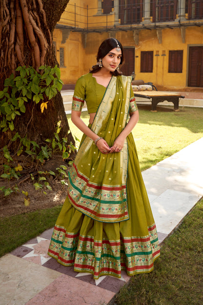 OCCASION SPECIAL PURE CANDERI ZARI WEAVING LEHENGA CHOLI WITH DUPATTA (TT03)